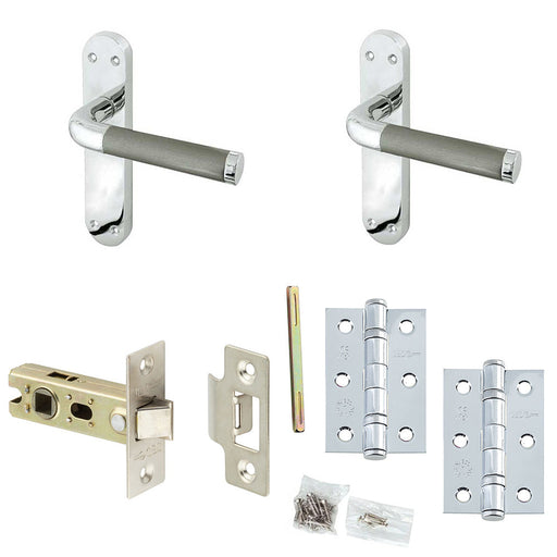 Door Handle Latch Chrome Premium Rounded Lever Round Plain Rose