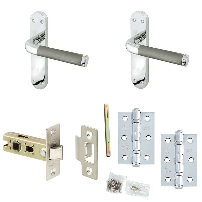 Door Handle Latch Chrome Premium Rounded Lever Round Plain Rose