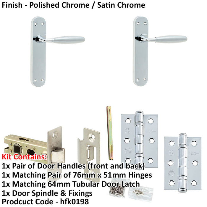 Door Handle Latch Chrome Convex Lever Latch Backplate-1