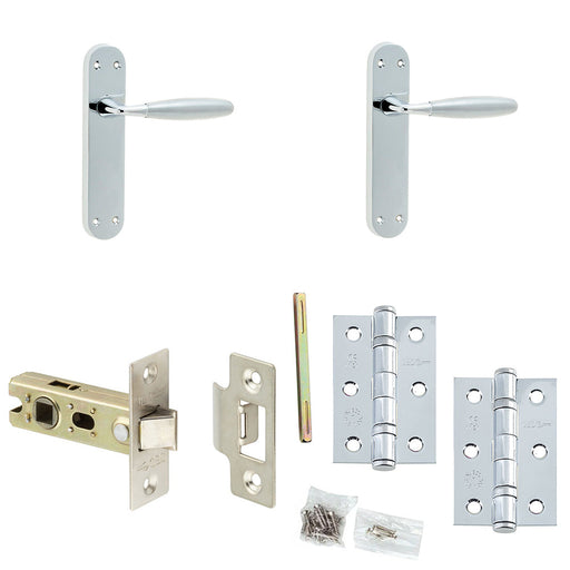 Door Handle Latch Chrome Convex Lever Latch Backplate