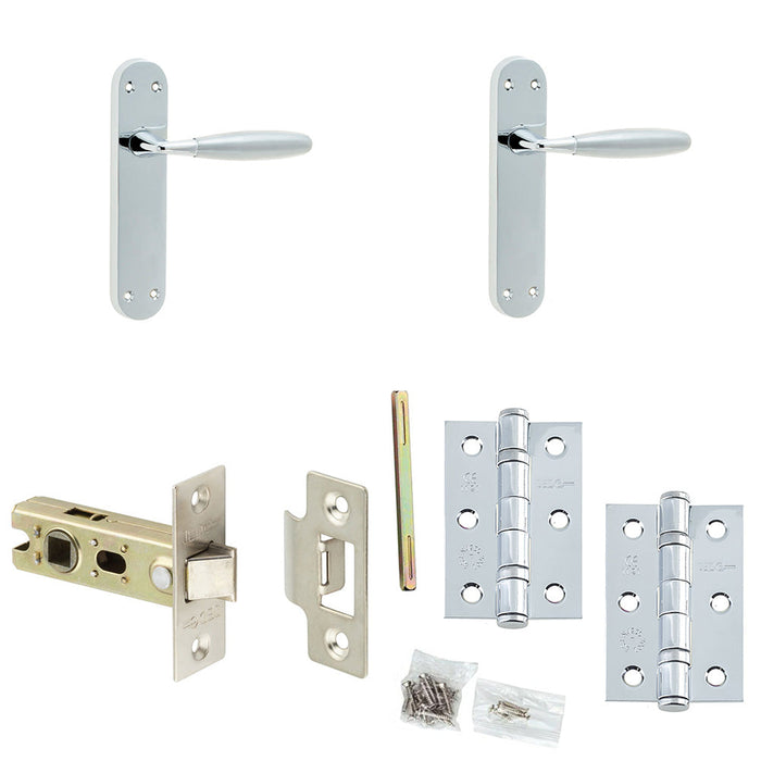 Door Handle Latch Chrome Convex Lever Latch Backplate