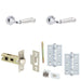 Door Handle Latch Chrome Fluted Glass Lever Round Plain Rose