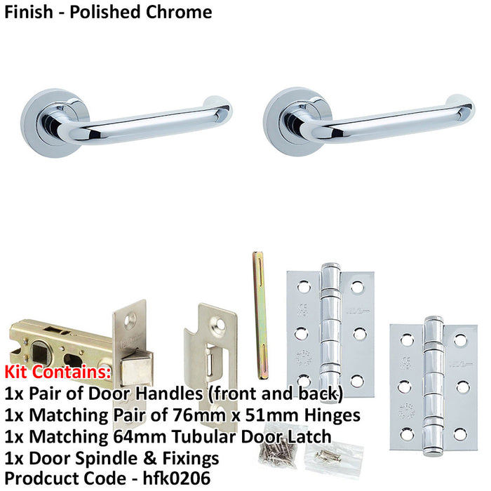 Door Handle Latch Chrome Return Door Lever Round Plain Rose-1