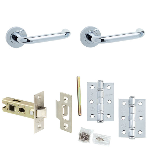 Door Handle Latch Chrome Return Door Lever Round Plain Rose