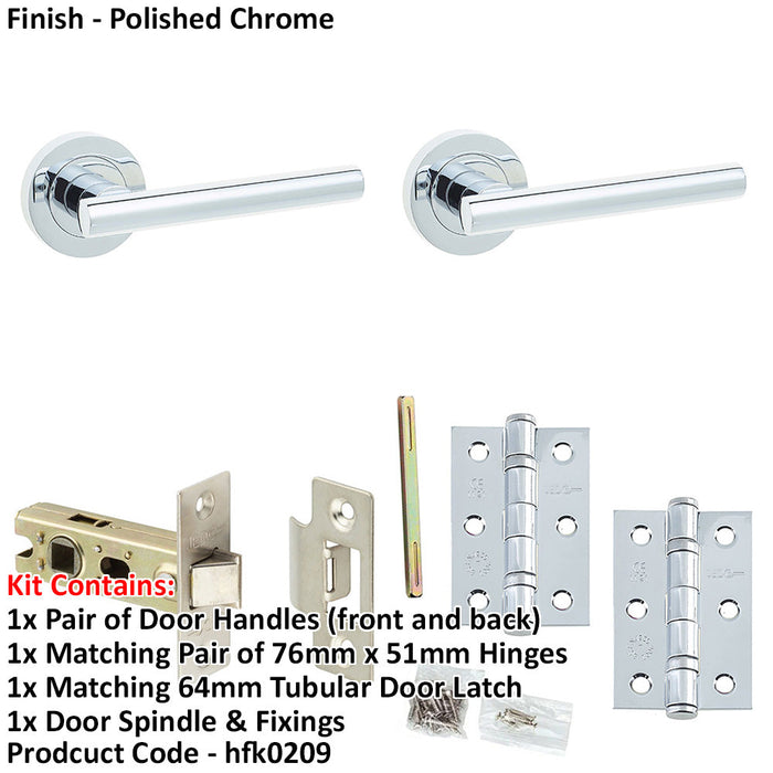 Door Handle Latch Chrome Premium Rounded Lever Round Plain Rose (1)-1