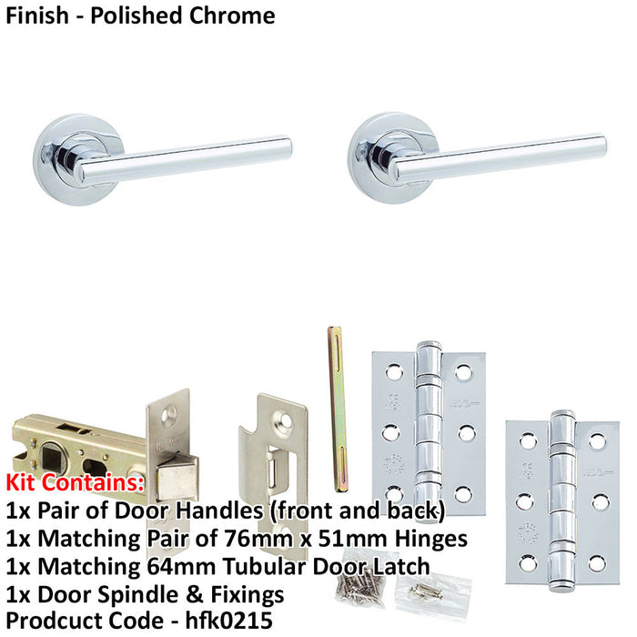 Door Handle Latch Chrome Premium Rounded Lever Round Plain Rose (2)-1