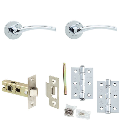 Door Handle Latch Chrome Curved Rounded Premium Rounded Lever Round Plain Rose