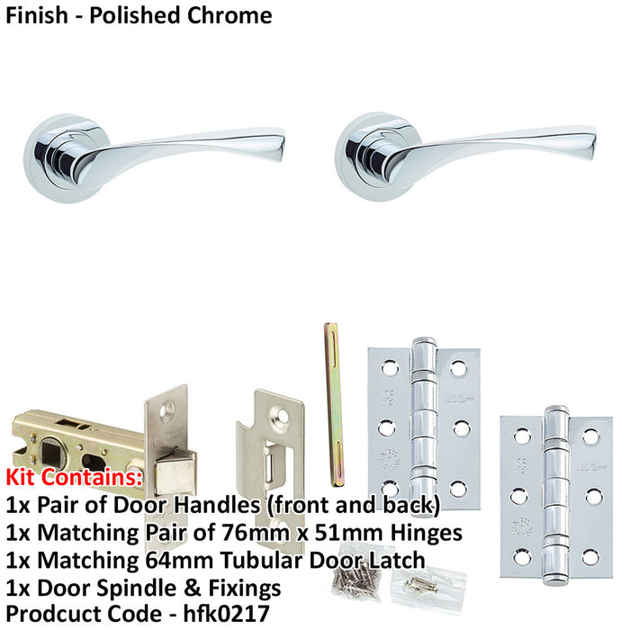 Door Handle Latch Chrome Twisted Lever Round Plain Rose (1)-1