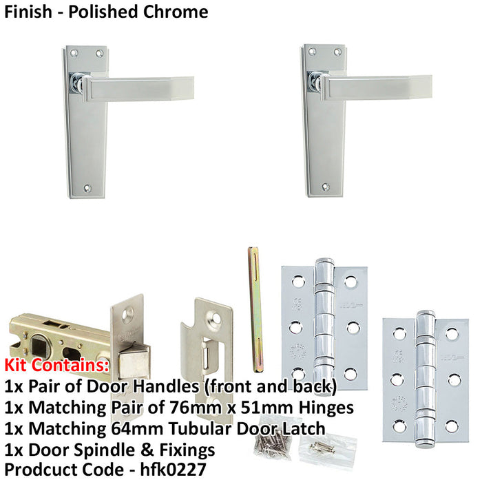 Door Handle Latch Chrome Flat Lever Latch Backplate-1