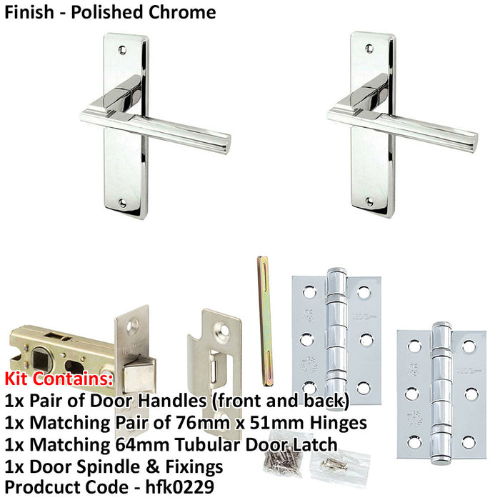 Door Handle Latch Chrome Modern Lever Latch Backplate-1