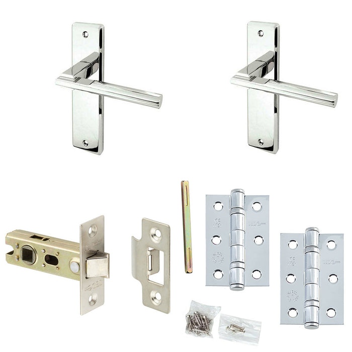 Door Handle Latch Chrome Modern Lever Latch Backplate