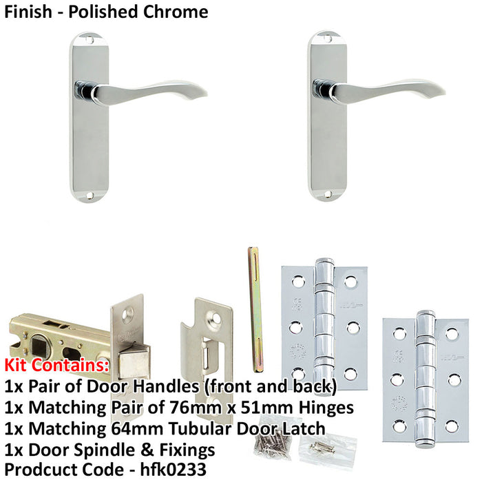 Door Handle Latch Chrome Flat Lever Latch Backplate (1)-1