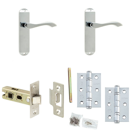 Door Handle Latch Chrome Flat Lever Latch Backplate (1)