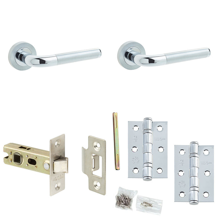 Door Handle Latch Chrome Premium Rounded Lever Round Plain Rose (3)