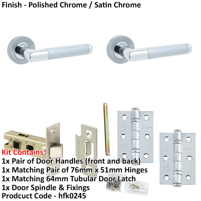 Door Handle Latch Chrome Mitred Premium Rounded Lever Round Plain Rose-1