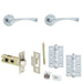 Door Handle Latch Chrome Slim Twisted Lever Round Plain Rose