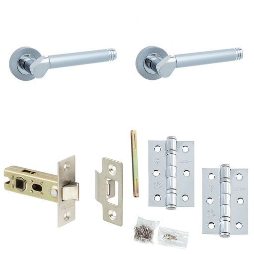 Door Handle Latch Chrome Raised Premium Rounded Lever Round Plain Rose