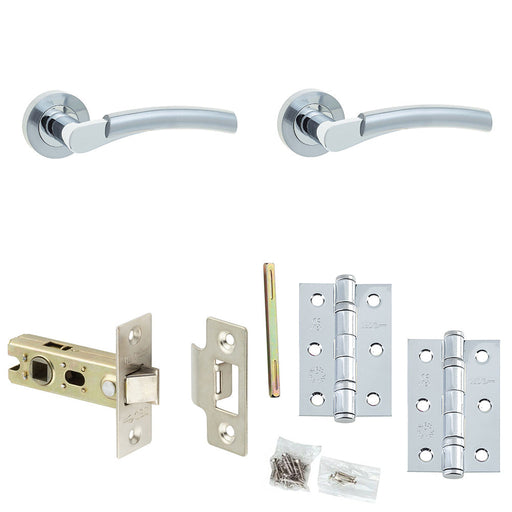 Door Handle Latch Chrome Curved Premium Rounded Lever Round Plain Rose (3)