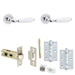 Door Handle Latch Chrome Convex White Lever Round Plain Rose