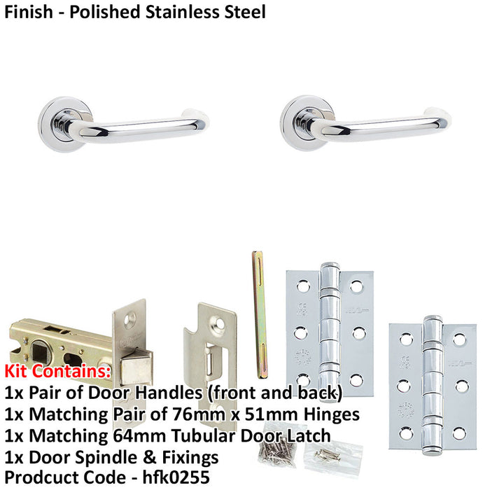 Door Handle Latch Chrome Return Door Lever Round Plain Rose (1)-1