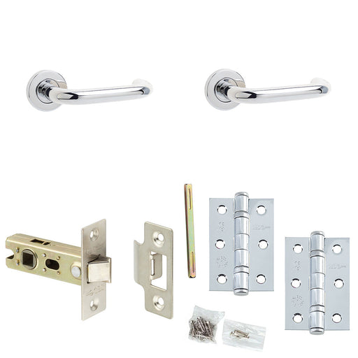 Door Handle Latch Chrome Return Door Lever Round Plain Rose (1)