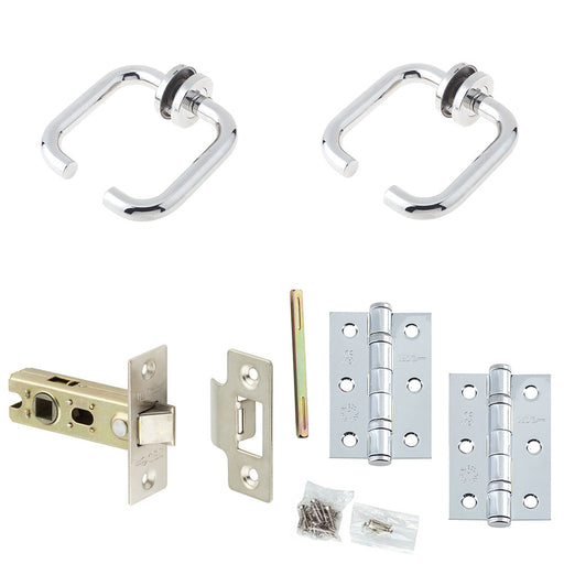 Door Handle Latch Chrome Return Door Lever Round Plain Rose (2)