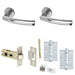 Door Handle Latch Chrome Curved Lever Round Plain Rose (3)