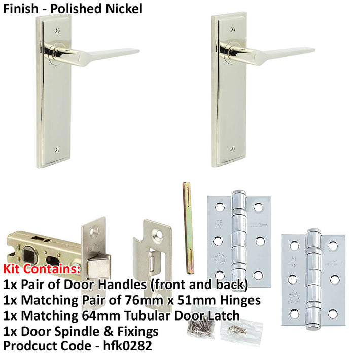 Door Handle Latch Nickel Slim Tapered Lever Latch Backplate-1