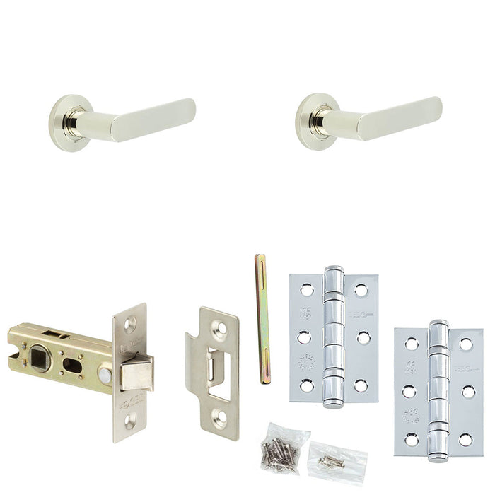 Door Handle Latch Nickel Flat Lever Round Chamfered Rose