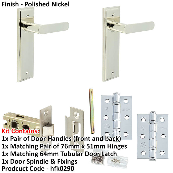 Door Handle Latch Nickel Flat Lever Latch Backplate-1