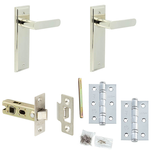 Door Handle Latch Nickel Flat Lever Latch Backplate