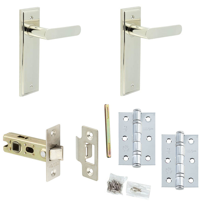 Door Handle Latch Nickel Flat Lever Latch Backplate
