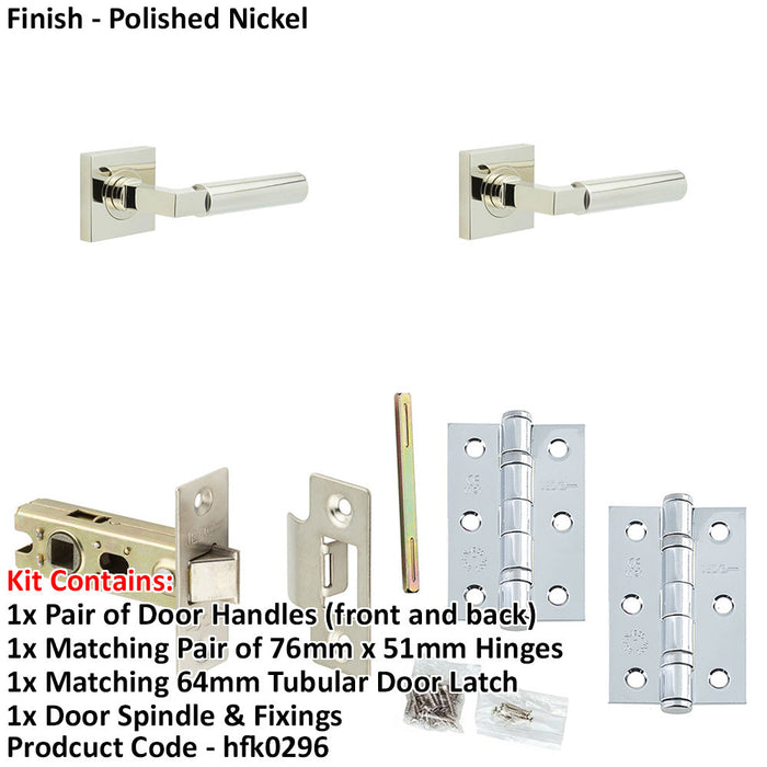 Door Handle Latch Nickel Mitred Premium Rounded Lever Square Plain Rose-1