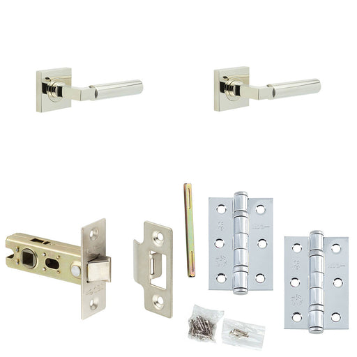 Door Handle Latch Nickel Mitred Premium Rounded Lever Square Plain Rose