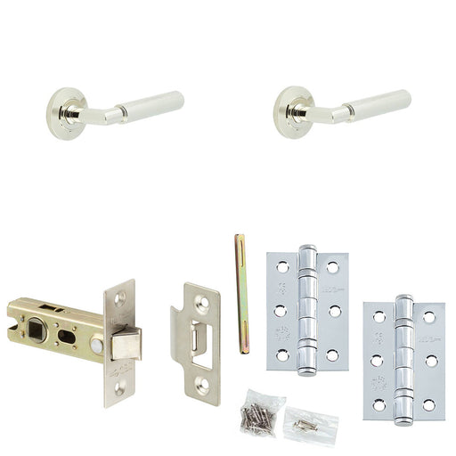Door Handle Latch Nickel Knurled Premium Rounded Lever Round Chamfered Rose