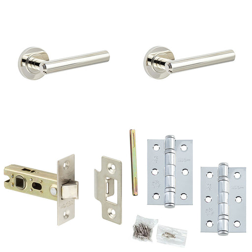 Door Handle Latch Nickel Premium Rounded Lever Round Plain Rose