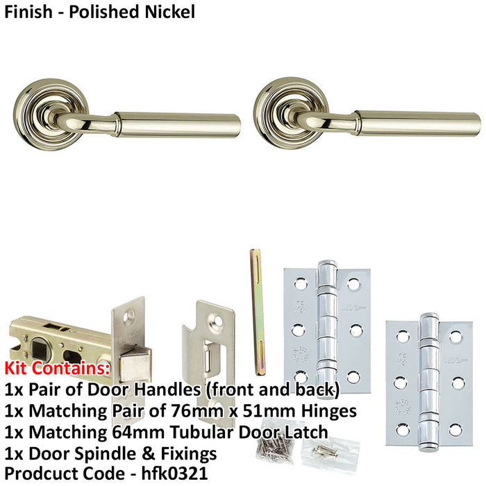 Door Handle Latch Nickel Premium Rounded Lever Round Recessed Rose-1
