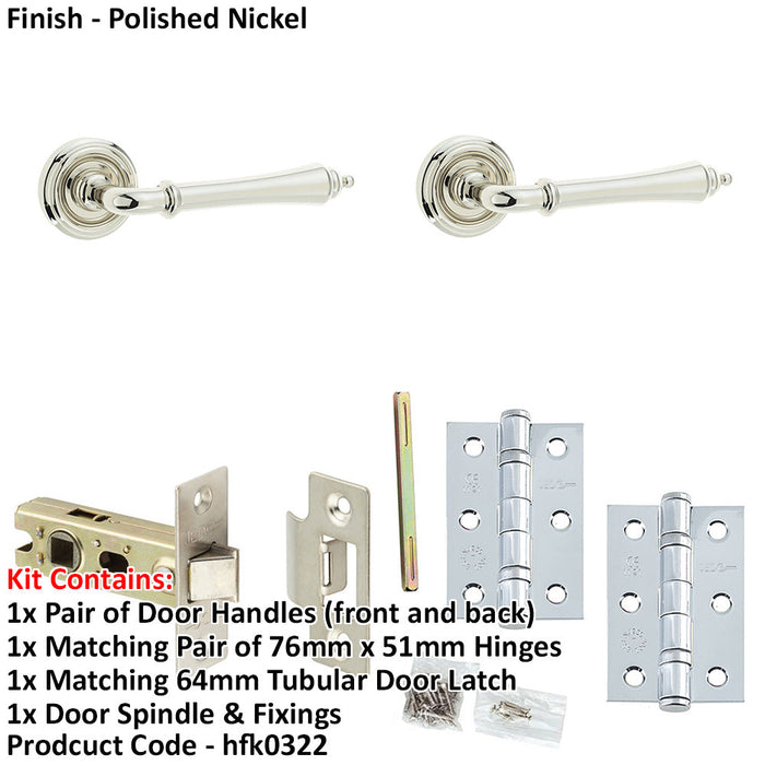 Door Handle Latch Nickel Concave Lever Round Recessed Rose-1