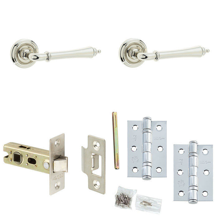 Door Handle Latch Nickel Concave Lever Round Recessed Rose