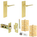 Door Handle Latch Satin Brass Slim Tapered Lever Latch Backplate