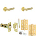 Door Handle Latch Satin Brass Flat Lever Round Stepped Rose