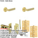 Door Handle Latch Satin Brass Flat Lever Round Knurled Rose-1