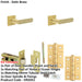 Door Handle Latch Satin Brass Flat Lever Square Stepped Rose-1