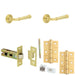 Door Handle Latch Satin Brass Grooved Premium Rounded Lever Round Stepped Rose