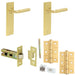 Door Handle Latch Satin Brass Knurled Premium Rounded Lever Latch Backplate