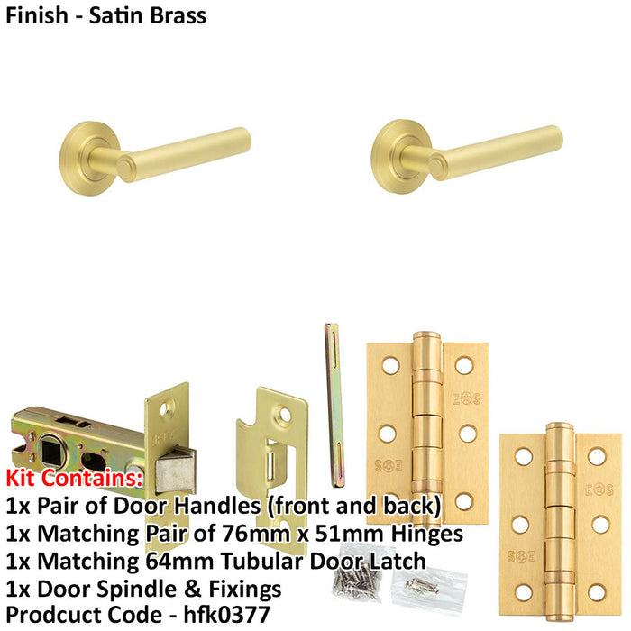 Door Handle Latch Satin Brass Premium Rounded Lever Round Chamfered Rose-1