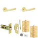 Door Handle Latch Satin Brass Ridged Premium Rounded Lever Round Plain Rose