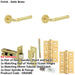 Door Handle Latch Satin Brass Knurled-Edge Premium Rounded Lever Round Plain Rose-1
