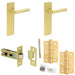 Door Handle Latch Satin Brass Premium Rounded Lever Latch Backplate