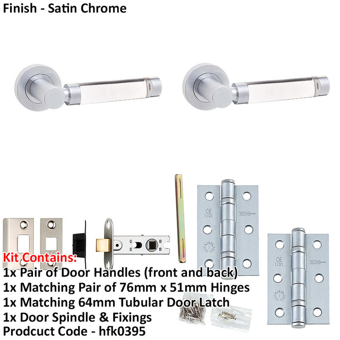 Door Handle Latch Chrome Glass Premium Rounded Lever Round Plain Rose-1